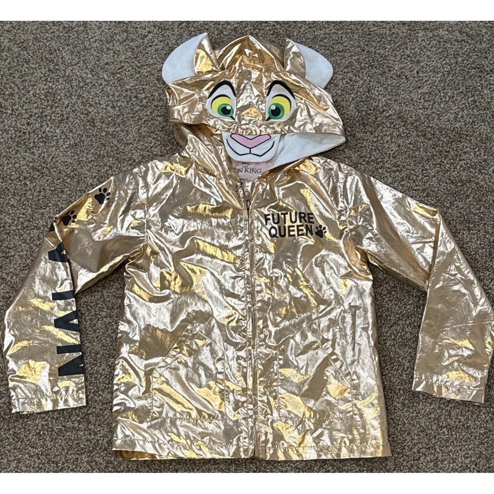 Disney Lion King SMALL 6-6X Nala FUTURE QUEEN Gold Hooded Long Sleeve Jacket EUC